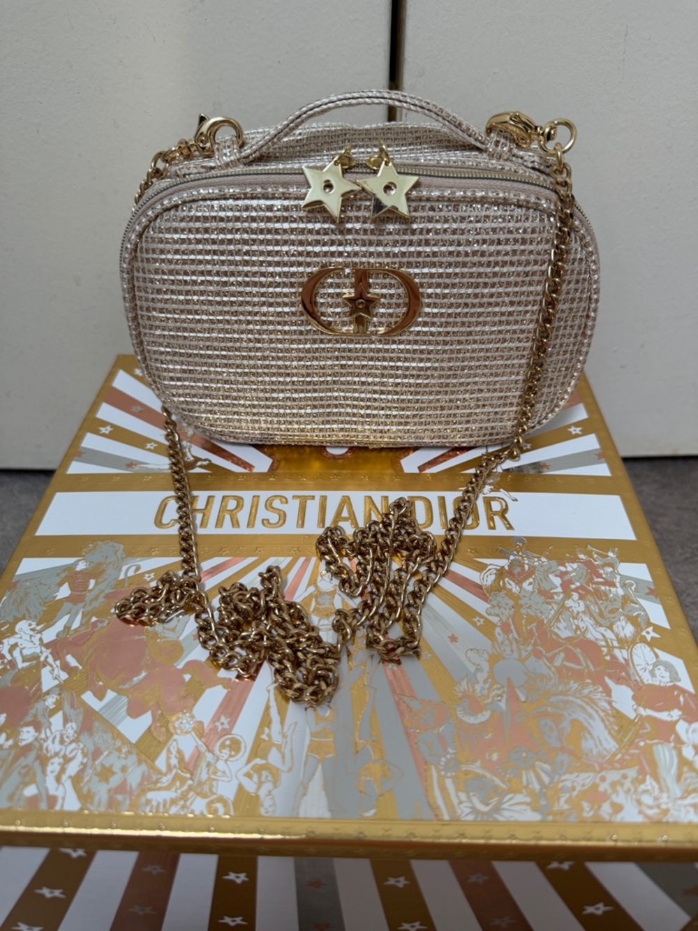 Dior Mini Raffia Crossbody in Beige with Gold Hardware - Picture 5 of 5